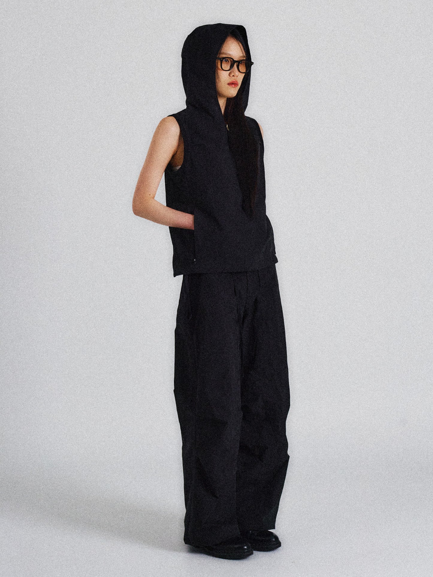 RIB ANORAK VEST (BLACK)