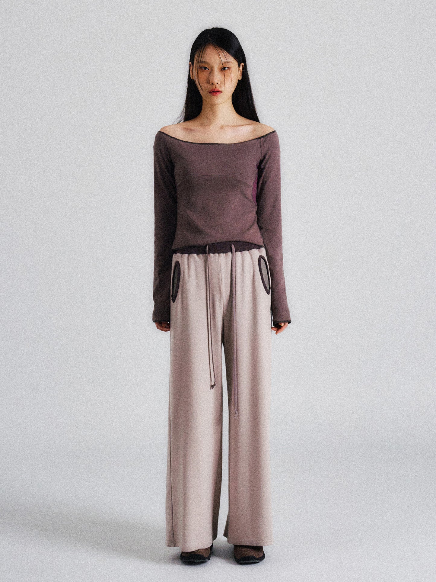 GUSSET OFF-SHOULDER TOP (MAUVE)