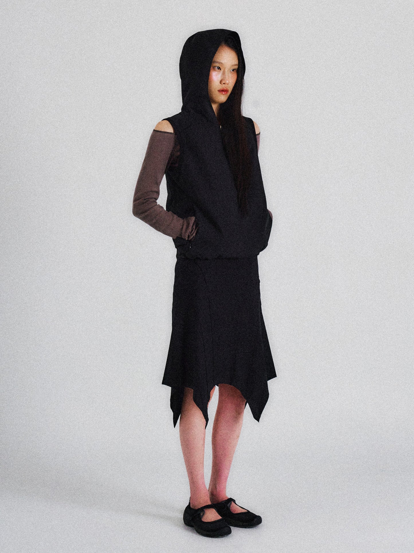 RIB ANORAK VEST (BLACK)