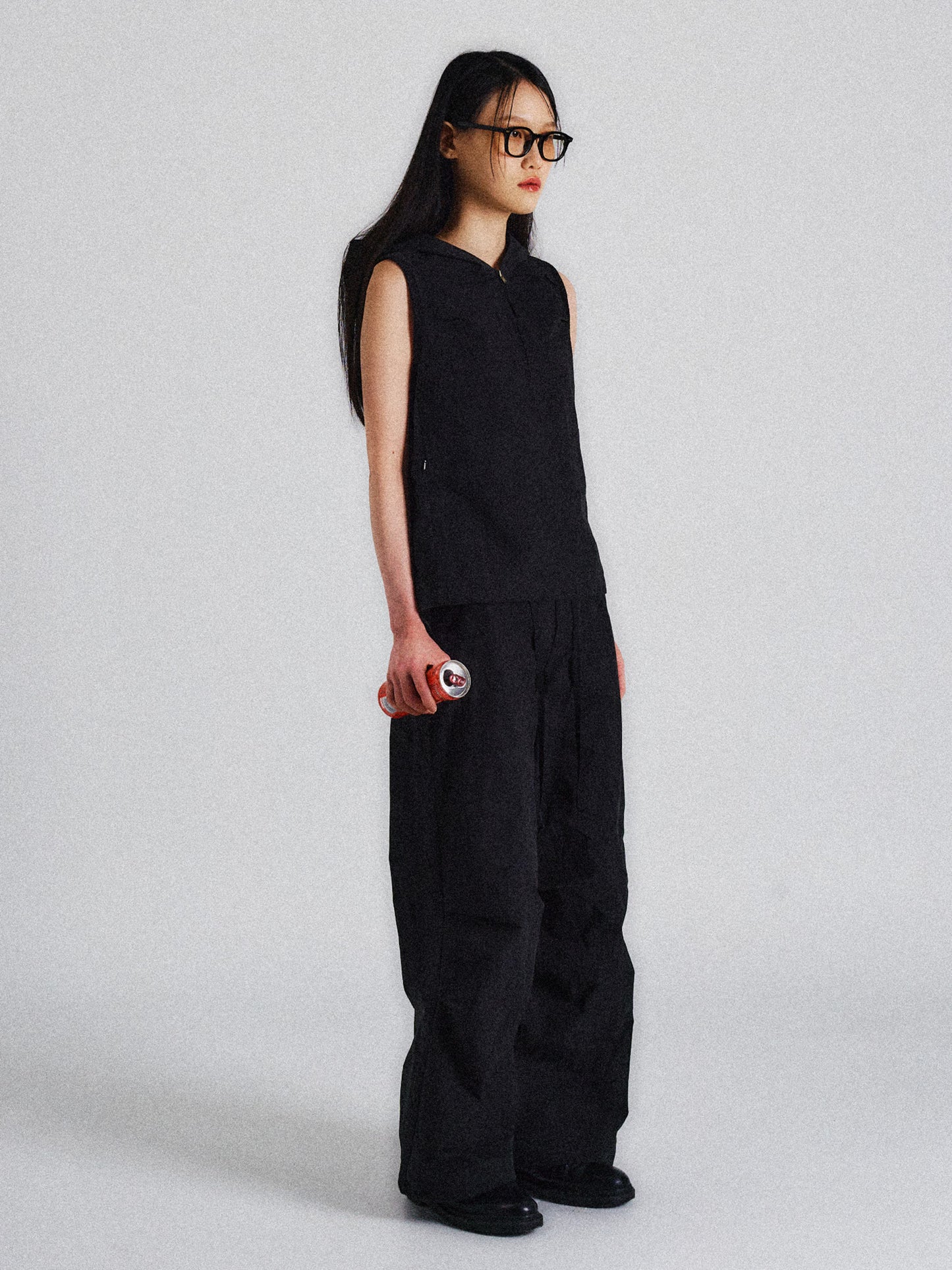 RIB PARACHUTE PANTS (BLACK)