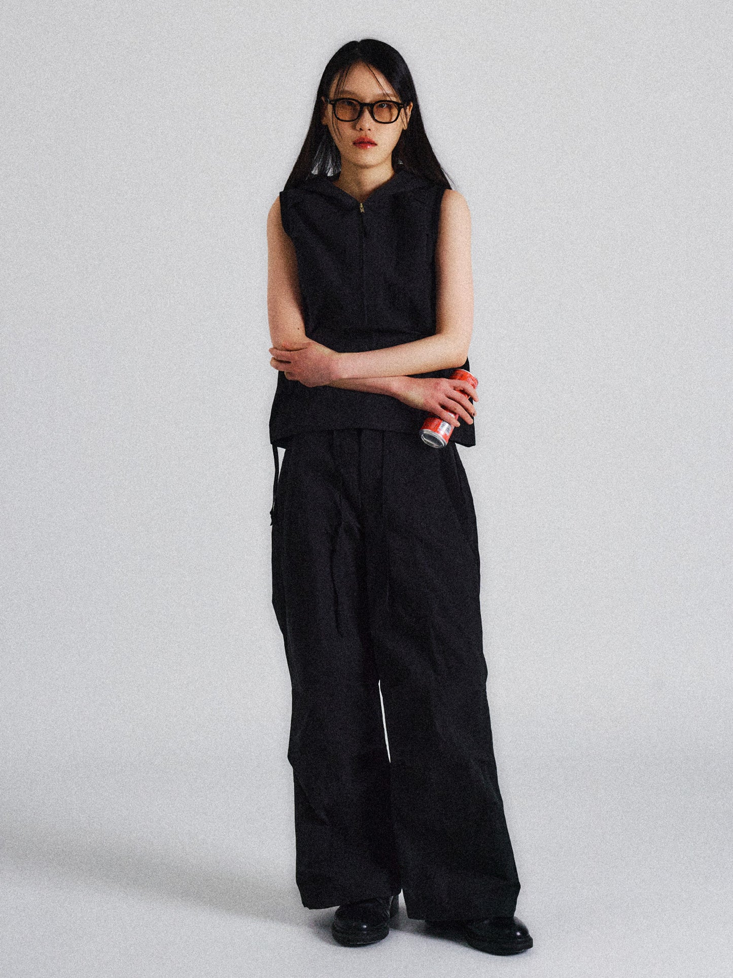 RIB PARACHUTE PANTS (BLACK)