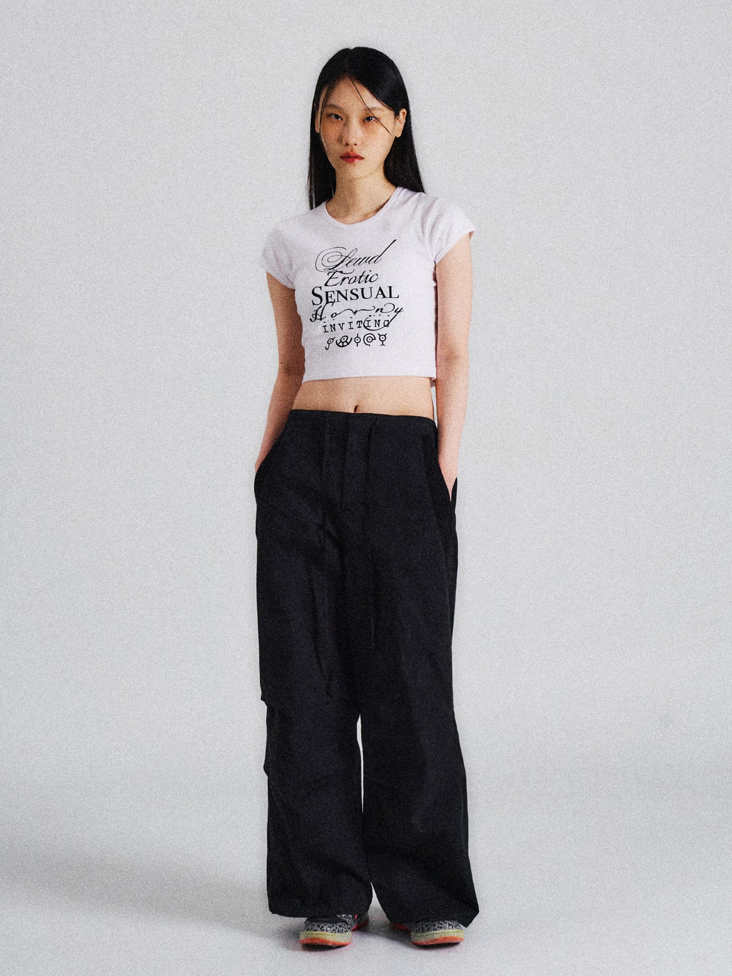 RIB PARACHUTE PANTS (BLACK)