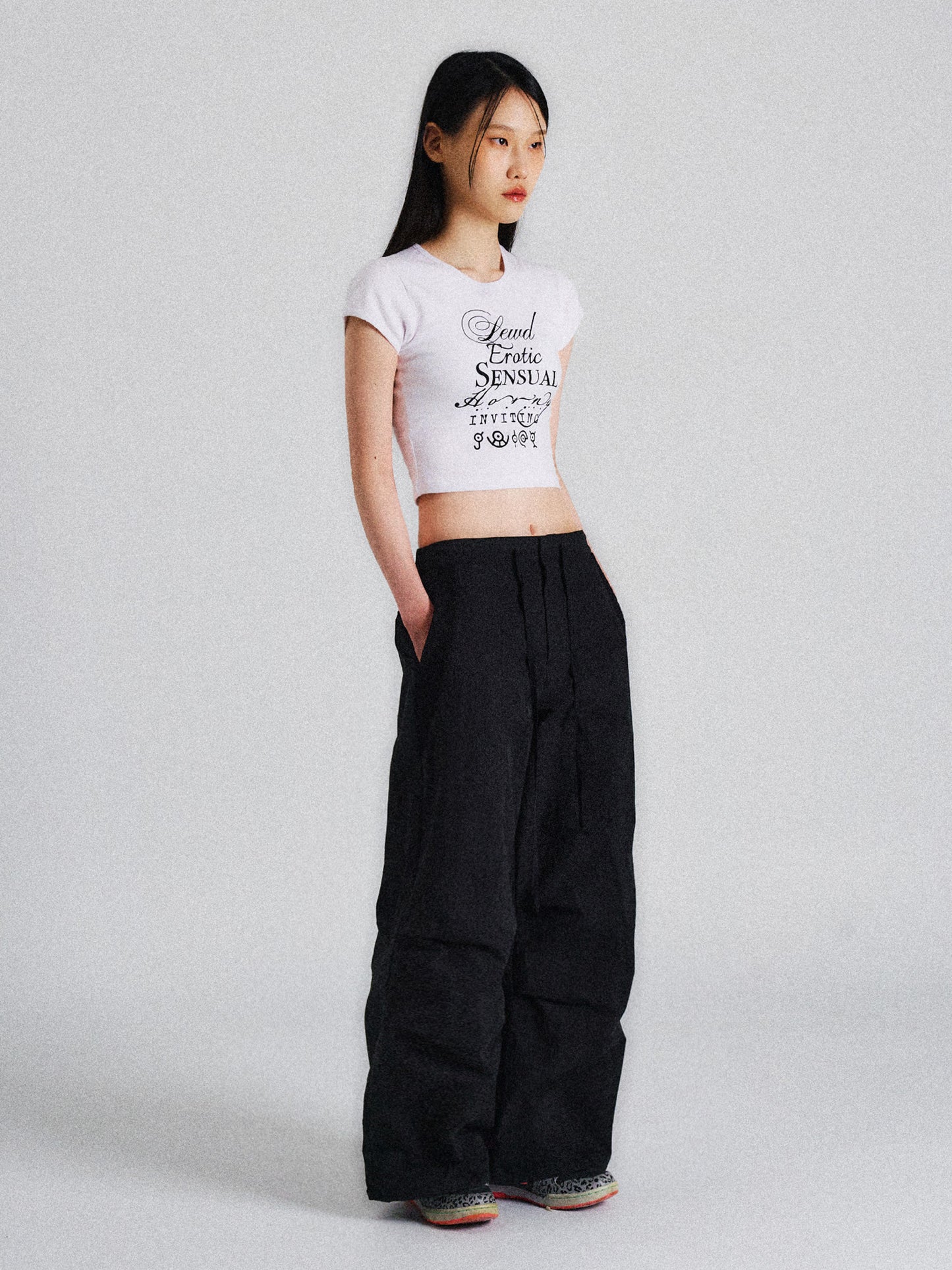 RIB PARACHUTE PANTS (BLACK)