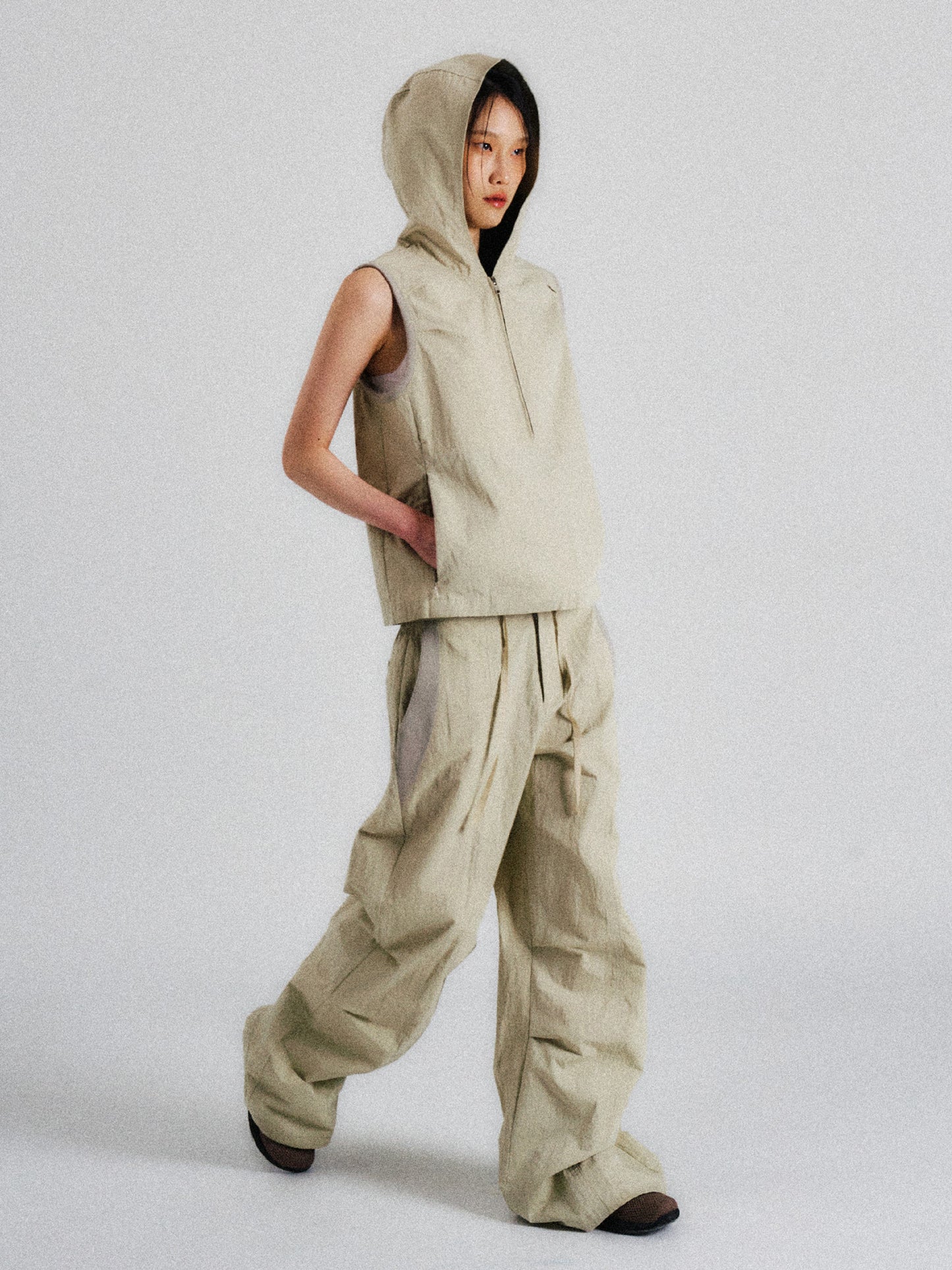 RIB PARACHUTE PANTS (IVORY)
