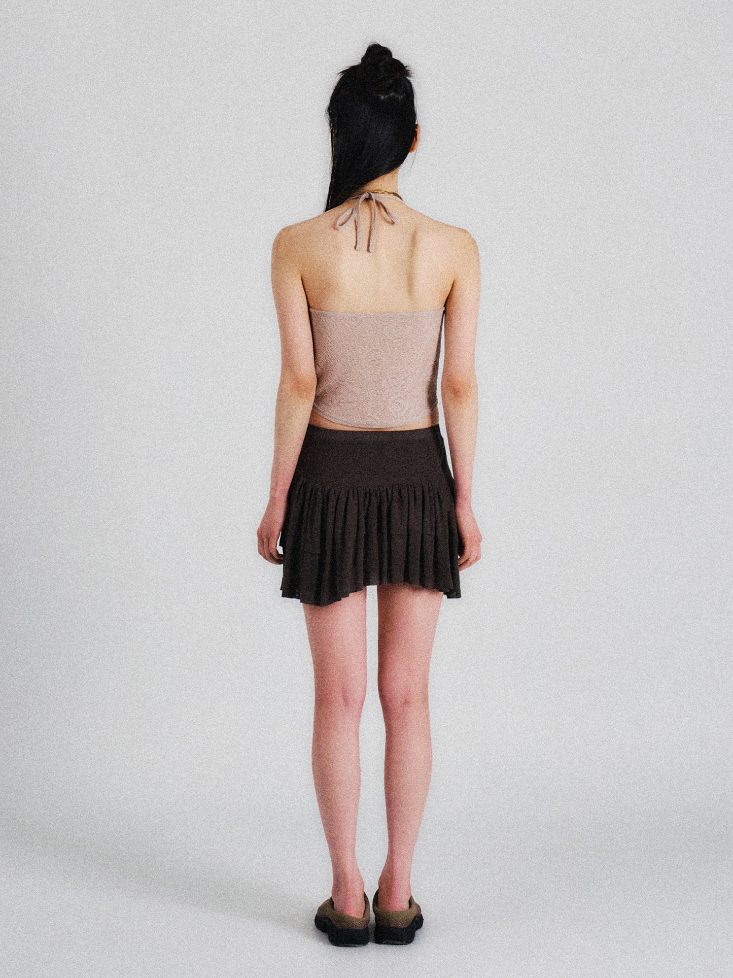 MICRO SHIRRING SKIRT (DARK GREY)