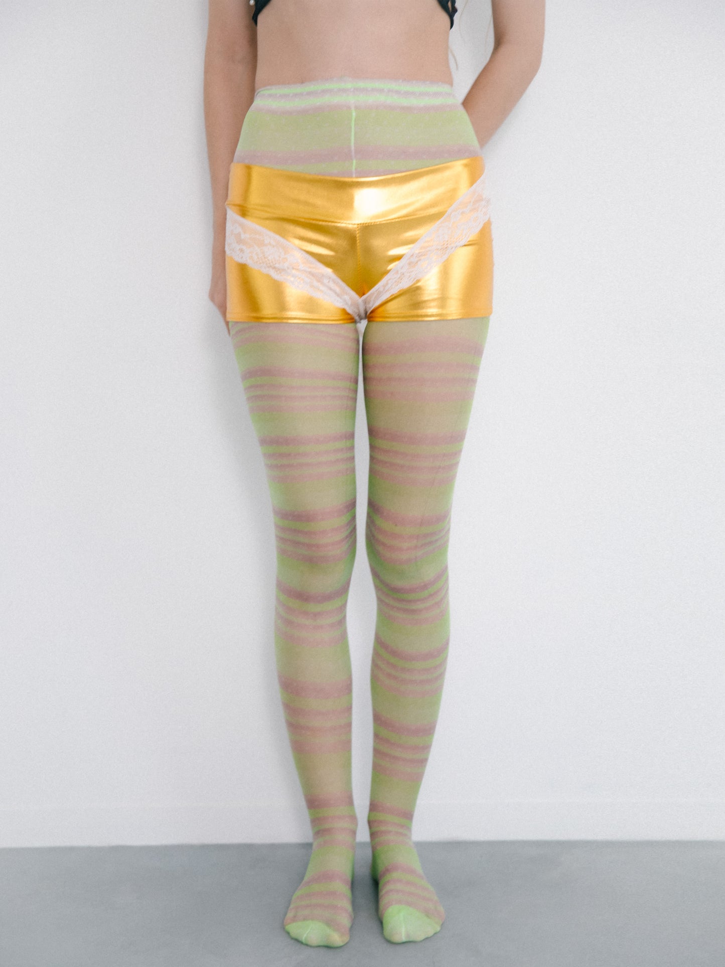 GREEN STIRPE TIGHTS